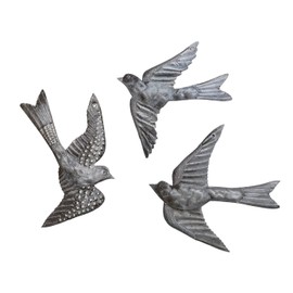 Large Metal Birds, Decorative, Ornamental, Set of 3, Wall Hanging, Handmade in Haiti, Garden Decorations 11 x 12 Inches