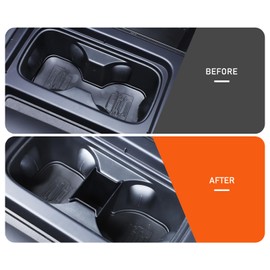 PIUGILH Front Center Console Cup Holder Divider Storage Box Compatible with 2022 2023 2024 Land Rover Defender Accessories, Front Cup Holder Insert Key Storage Tray, Black