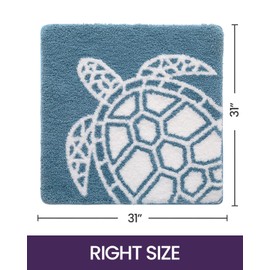 DEXI Bathroom Rugs Sea Turtle Animal Bath Mat, Non Slip Washable Carpet Floor Mats, Absorbent Soft Bathmat for Shower Room, Toilet, Sink, 31x31, Blue