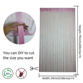 ave split 2pack Doorways Door String Curtain 100X200cm Wall Panel Fringe Window Room Blind Divider Tassel Screen for Party Home Wedding Decorative(pink-2pack)