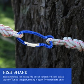 12 Pieces Fish Shape Mini Carabiner Clips Aluminum Alloy Mini Carabiner Clip Set for Outdoor Backpack Keychain Lightweight and Durable Blue