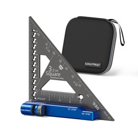 SUNLFPROD Mini Square Woodworking Tool with Flip-Stop 90 Degree Small Square Precision Woodworking Measuring Gauge Triangle Rule (Blue-Gray)