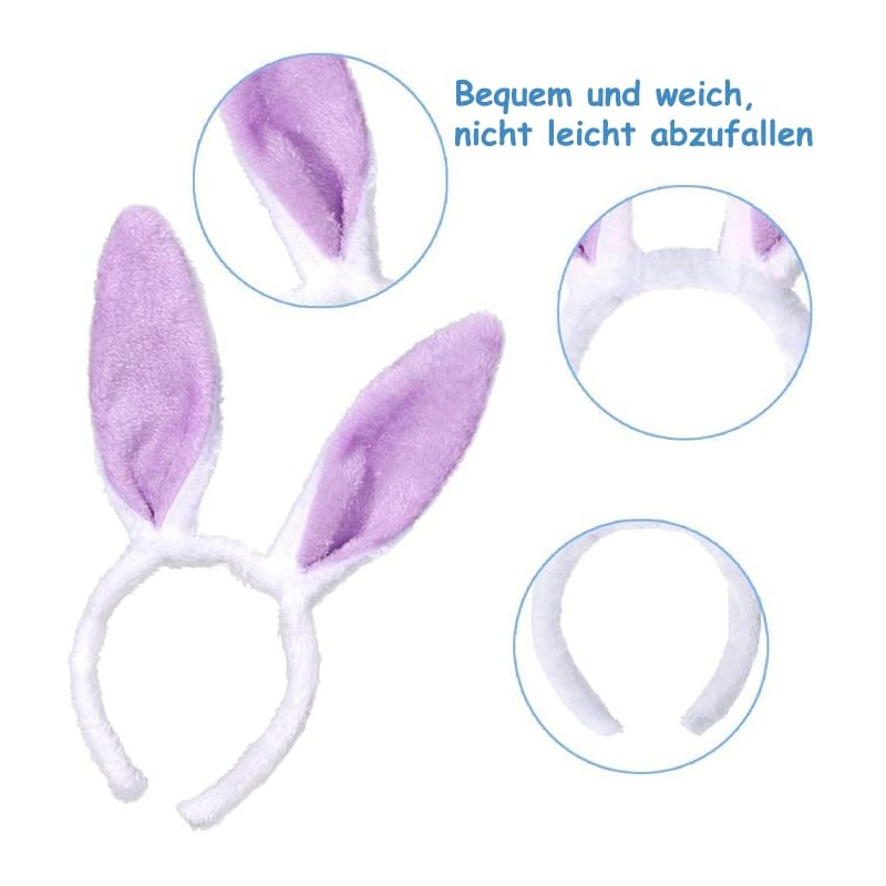 DIYDEC Pack of 6 Easter Bunny Ears, Plush Rabbit Ears,