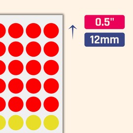 TownStix 3000 Stück - 12mm Klebepunkte Bunt, Bunte Punkte Aufkleber Runde Markierungspunkte Sticker - 6 Farben