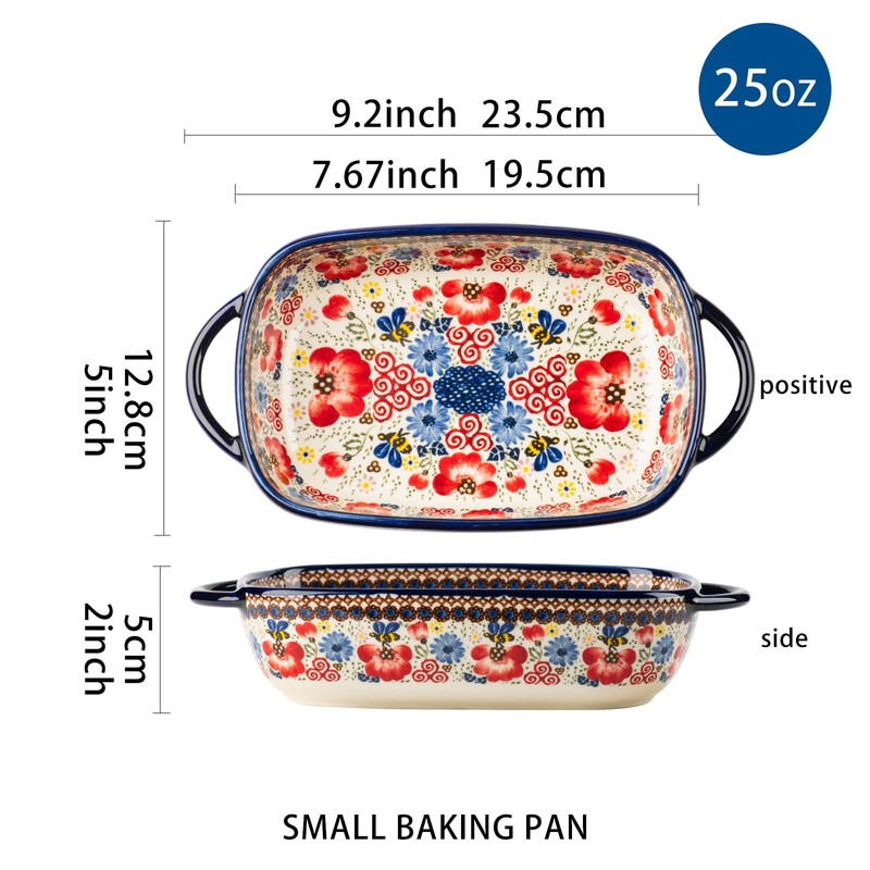 ONECCI Baking Dish Ceramic Baking Pan Blue Casserole Dish Porcelain