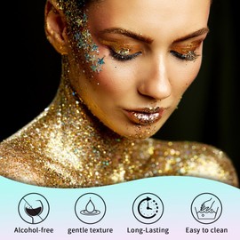 Face&Hair Glitter Body Glitter Gel Long Lasting Face Glitter Festival Makeup for Face Body Eye Hair Nail DIY Art Festival Accessories Party Makeup Decoration 35ml*2pcs