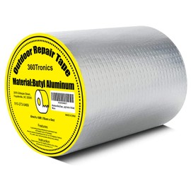 360Tronics Butyl Waterproof Tape 6" W X 16' L, Upgraded Leak Proof Repair Butyl Seal Aluminum Butyl Rubber Tape for Boat and Pipe Sealing, Roof Crack, RV Repair, Awning, Window Sealing, Silver