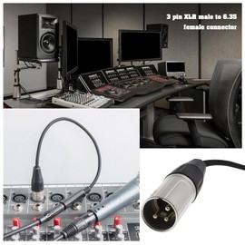 eMagTech 1pc 3 Pin Male to 6.35mm Socket Metal Audio Cord XLR Male to 1/4" Female Cable for Mixers Microphones Amplifiers Rack Gear Keyboards 30cm