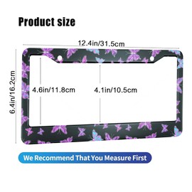 HOSNYE Blue Purple Butterflies License Plate Frame Black 2 Pcs Black Fashion Cute Animal Metal Cute Licenses Plates Frames Licenses Plate Covers Car Tag Frame for Women Men US Vehicles