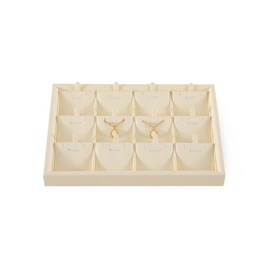 Yinbeini Necklace Organizer, Jewelry Tray,Microfiber Jewelry Organizers And Storage,Premium Velvet Stackable Storage Drawers,Luxury Bracelet Display,Beige Pandant Necklace Storage