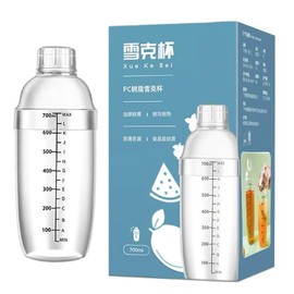 Cocktail Shaker with Measuring Scale, 700 ml Capacity, 22 cm Height, Transparent Plastic Mixing Cup