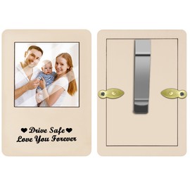 YM E-Bright Car Picture Holder, 1Pack Car Visor Photo Clip with Acrylic Protective Cover Sun Visor Photo Holder Car Visor Accessories Gift for Family, Friends, Couple - Square