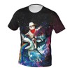 Cat Riding Shark Men 3D Printed Short Sleeve T-Shirts Casual