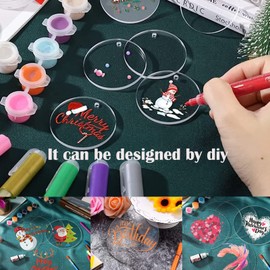 Minlon 20 pieces acrylic transparent circle set, clear acrylic plates, round acrylic discs, Christmas tree decoration for DIY craft project sign picture frame display