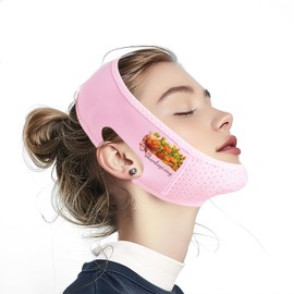 Yuibthr Chin Strap for Sleeping, V Line Lifting Mask, Reusable Face Strap, Jaw Exerciser (Fall Rustic Pumpkins-Pink-L)