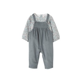Vertbaudet Baby Girls Blouse and Dungarees Set, lightblue, 68