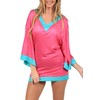 Ingear Sexy Color Block Tunic Fushia/Aqua-L