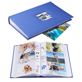 1DOT2 Photo Album 4x6 Hold 402 Photos with Memo Slip-in Pockets Photo Book, Linen Cover Picture Photo Albums with Writing Space for Wedding Family Baby Vacation Mother's Day Blue
