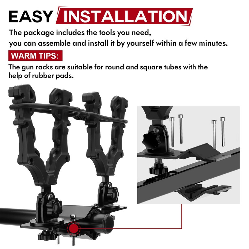 Upgraded Double ATV / UTV Gun Rack, Hunting Tool Holder