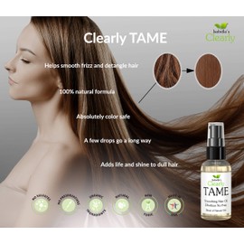 Clearly TAME Anti Frizz Smoothing Hair Oil Natural Lightweight Serum for Smooth Frizz Free Hair with Castor and Rosemary Sulfate Free Control Frizz and Add Shine for Curly, Frizzy, Dry Hair