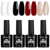 TOMICCA Gel UV Nagellack Rot Wei√ü Schwarz Set, 4 Farben