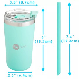 Popyum 2 Vasos Térmicos Popote 13oz Anti Fuga Azul Y Verde Liso