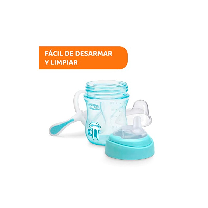 CHICCO, Vaso de Transición con Doble Vávula, 4m+, Color Azul