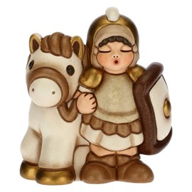 THUN - Figure Soldier Nativity Scene with Horse - Christmas Decoration House - Classic Nativity Scene, White Version - Ceramic - 7.5 x 5.5 x 8.5 cm