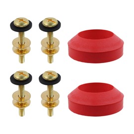 Chinflly Toilet Tank to Bowl Bolt Kit,Universal Toilet Tank to Bowl Gaskets with 2 Set Brass Hardware Kits Fits Most 2-Inch Flush Valve Opening Toilet Tanks,Red