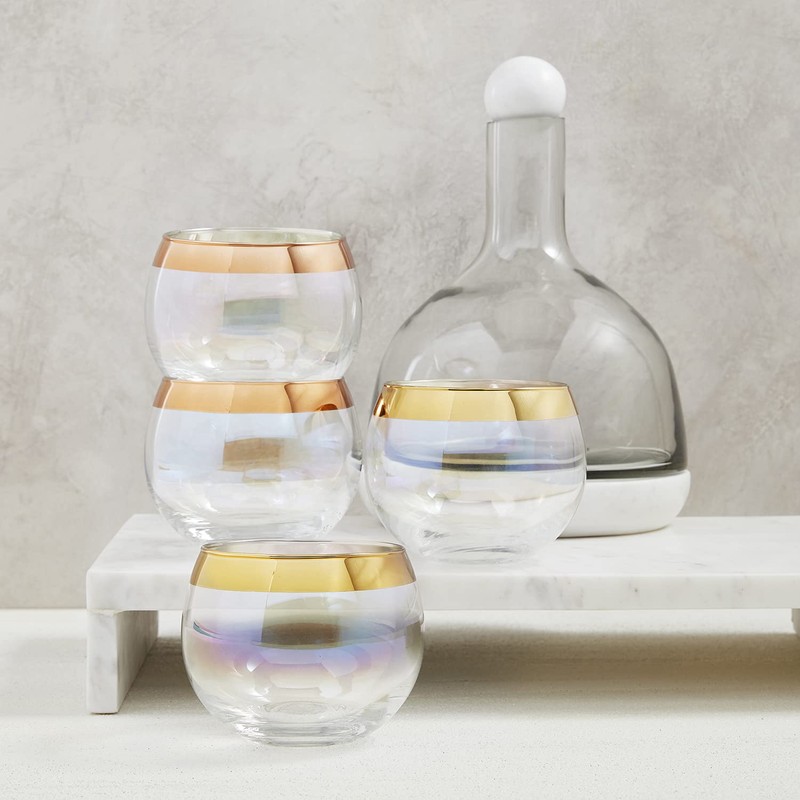 Santa Barbara Design Studio Table Sugar Marble and Glass Wine