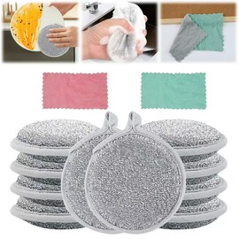 JRJRN Pack of 10 Non Scratch Wire Dishcloth, Cleaning Wire Tea Towels, Multi-Purpose Wire Tea Towels for Wet and Dry Cleaning, Reusable Scourer Cleaning Cloth with Cloths for the Kitchen