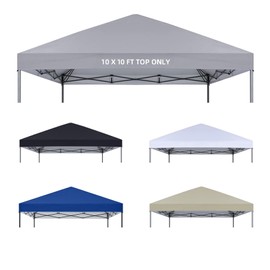 10x10 Canopy Replacement Top Only,Waterproof Pop Up Canopy Tent Top Replacement Cover Roof with Windproof Ropes for Straight Leg Frame, 420D Polyester for Outdoor Garden Pavilion Sun Shade(Gray)