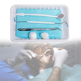 EDWERD Disposable Dental Examination Kits - Pliers, Explorer Probe, Mirror, Bib, Tray, Cotton 6 Sets Oral Care Supplies, 20 Pcs (20)