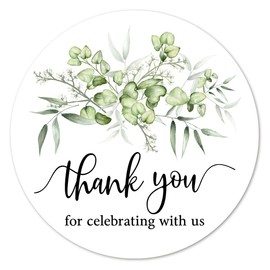 Greenery Thank You Mini Stickers, 1 Inch Wedding Bridal Baby Shower Party Favor Labels 120-Pack