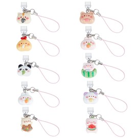 OLYCRAFT 10Pcs Dust Plug Charms 96~107mm/3.8-4.2 Inch Mobile Dustproof Plugs with Cute Pet Pendants Type C Anti Dust Plug Animal Charm Type C Port Protector Phone Pendants Accessory for Most Type-C Mobile Phone