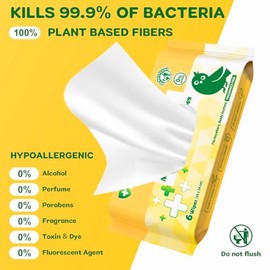 Travel Antibacterial Hand Wipes, 99% Water Hand Sanitizer Wipes, Safe for Sensitive Skin & Hypoallergenic Hand Sanitizing Pocket Wipes, 48 Count (8 Packs of 6)