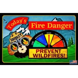GAUGE ADJUSTS! SMOKEY BEAR FIRE DANGER SIGN 8"x12" METAL FOREST SERVICE ONLY YOU