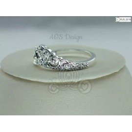 AOS Design Sterling Silver Princess Cinderella Crown Promise Ring - Engagement Tiara Ring - 7