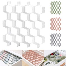 Honeycomb Separator Adjustable Drawer Organizer Divider for Underwear Belt-Scarf Socks Organizer (White)
