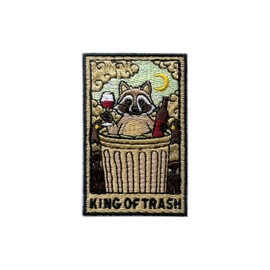 AKIKOPATCH King of Trash Patches, Size 3" Jesus Sew Patches for Clothes Backpacks Hats Jeans Bags, Funny Raccon Embroidered Patches Iron On Fabric Patches DIY Funny Gift for Christians God Lovers