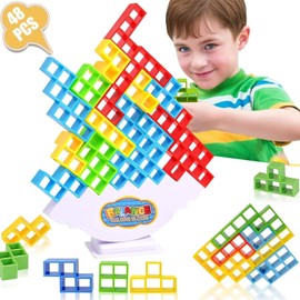 STCORPS7 Stacking Game Balance Stacking Blocks Game, Board Games for 2 Players+ Family Games, Parties, Travel, Kids & Adults Team Building Blocks Toy (48PCS)