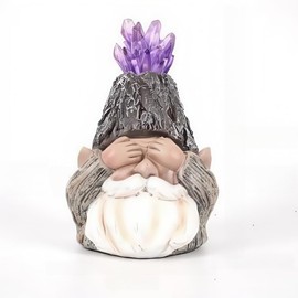 A No Seeing Dwarf Statue Indoor, Solar Outdoor Snail Lamp, Garden Sculpture, Balcony Terrace Villa Courtyard Creative Art Decoration