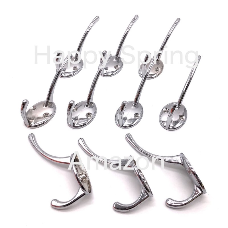 Happy Spring Wall Hanging Hooks Silver Large (Double Hook Shape,
