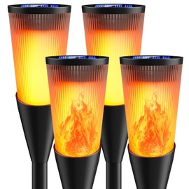 FIFIying Solar Lights Outdoor Garden, Waterproof Auto On-Off Solar Torch Light with Dancing Flames IP65 Waterproof ON & Flicker 2 Mode Torches Decoration for Yard Patio Lawn -4 Pack