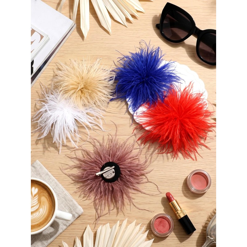 Cunno 8 Multicolor 8 Pcs Feather Flower Brooch Pins, Lapel