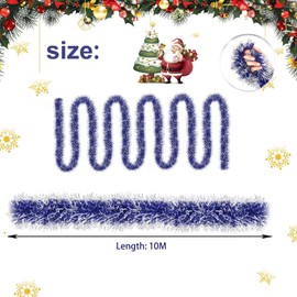 Christmas Garlands, 10 m Tinsel Christmas Tree Ornaments, Christmas Tinsel Garland, Christmas Garlands, Glossy, Tinsel Garland Christmas, Holiday, Indoor and Outdoor Decorations (Red) (B)