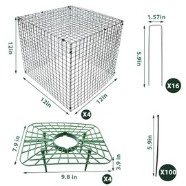 4 Sets Upgraded Strawberry Supports with Wire Plant Protectors from Animal 12x12Inch Sturdy Metal Wire Plant Cages Mesh Plant Cover and Strawberry Growing Racks Planting Stand for Garden Strawberry