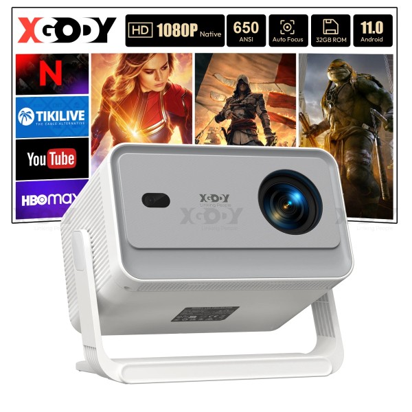 XGODY Smart 4K HD Projector Android 25000LMS WiFi AutoFocus Video