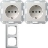 GIRA Komplett-Set Gira Standard 55 Abdeckrahmen, 2-fach - Reinwei?, gl?nzend