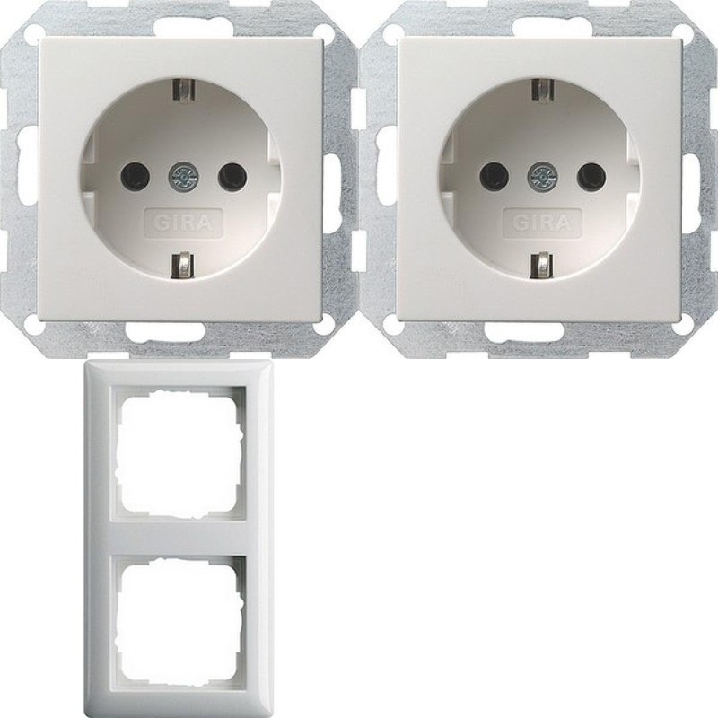 GIRA Komplett-Set Gira Standard 55 Abdeckrahmen, 2-fach - Reinwei?, gl?nzend